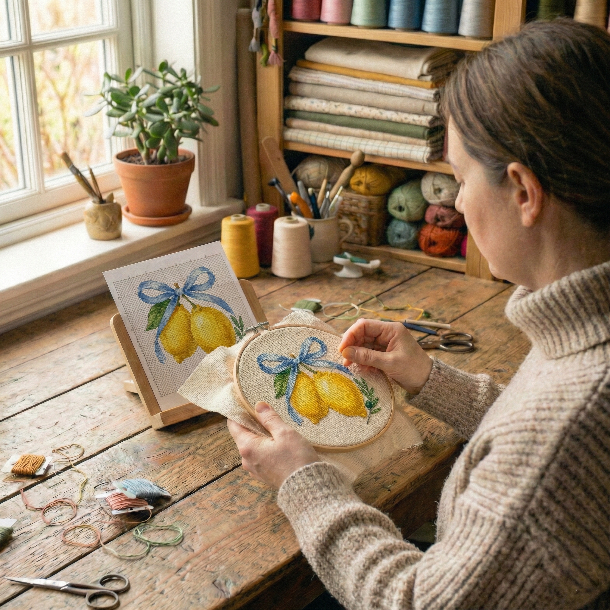 Çapraz Dikiş Kiti – Fiyonklu Limon