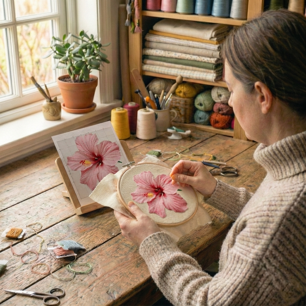 Çapraz Dikiş Kiti – Hibiskus Çiçeği