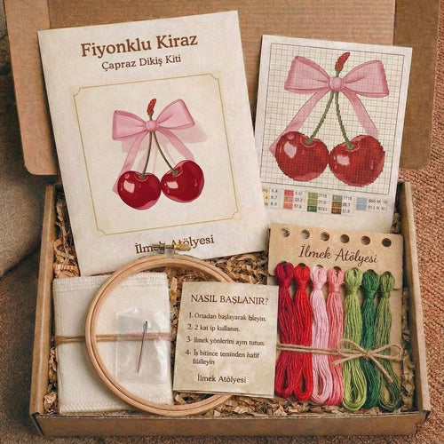 Çapraz Dikiş Kiti – Fiyonklu Kiraz