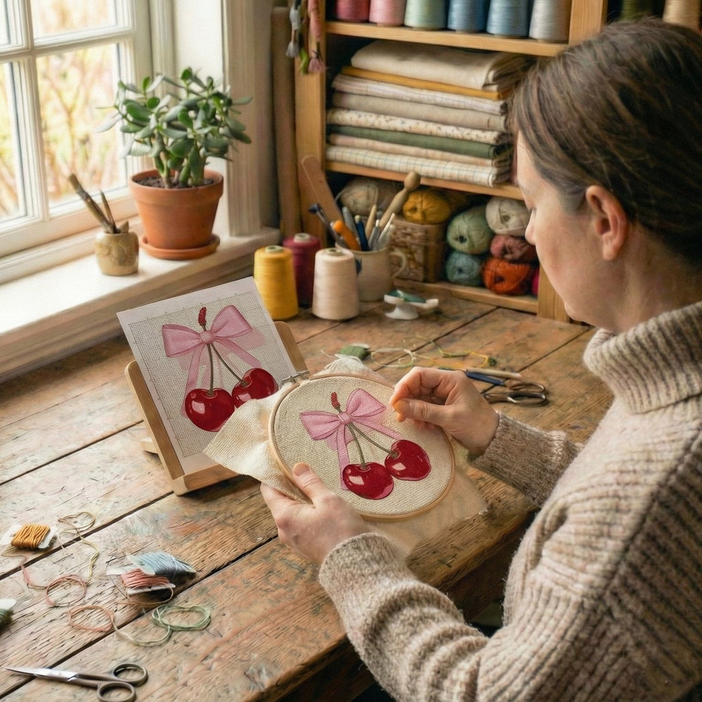 Çapraz Dikiş Kiti – Fiyonklu Kiraz